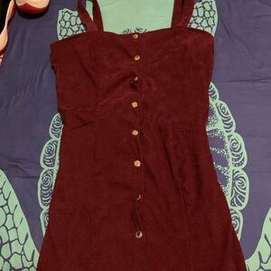 Chic Burgundy Button-Front Mini Dress